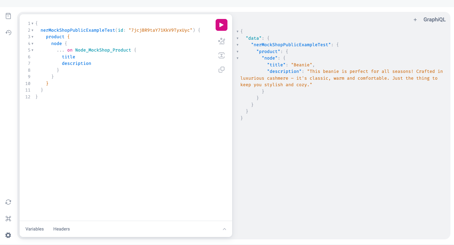 GraphiQL example query